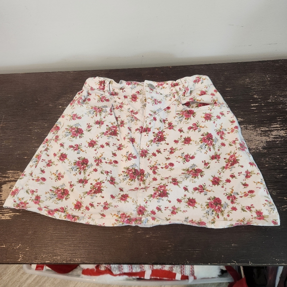 Zara Floral Print Kids Skirt - Pink and White